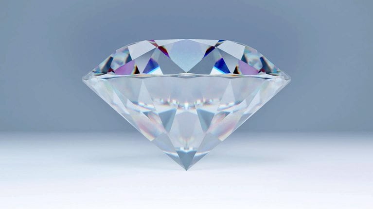 Closeup of clear gemstone