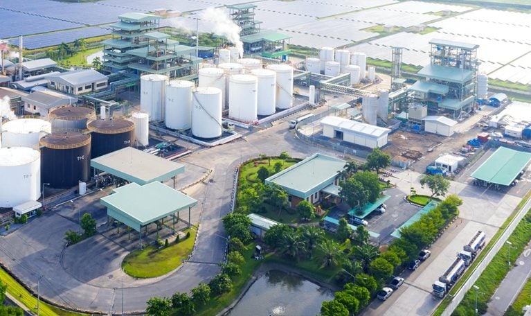 sky view of a commercial solar plant