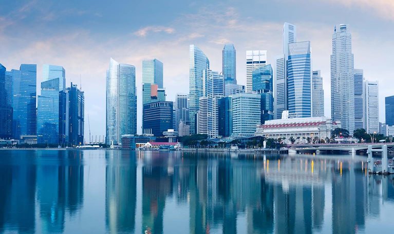 Skyline of Singapore by the marina bay