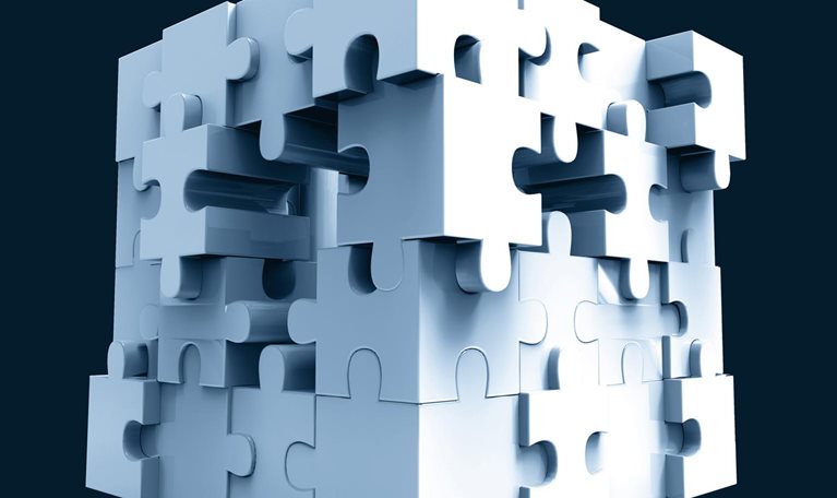 A jigsaw puzzle in cube shape