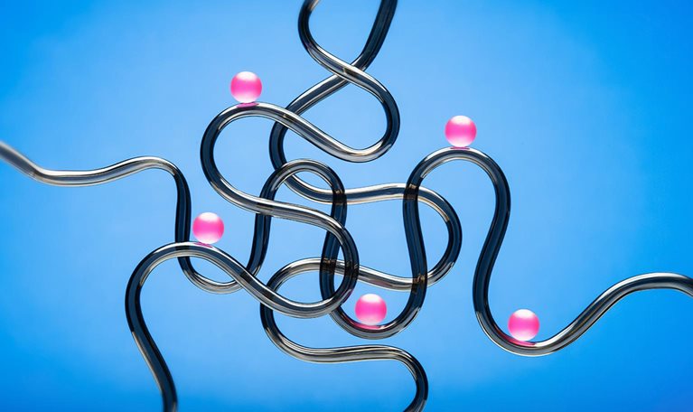 Balls on curvy tubes - Abstract - stock photo