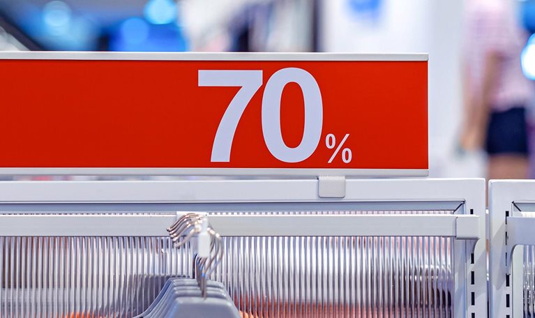 Discount board display in a retail store