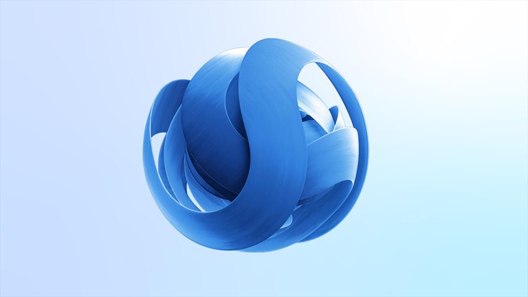 Digitally generated image of a 3D, blue, spherical shape