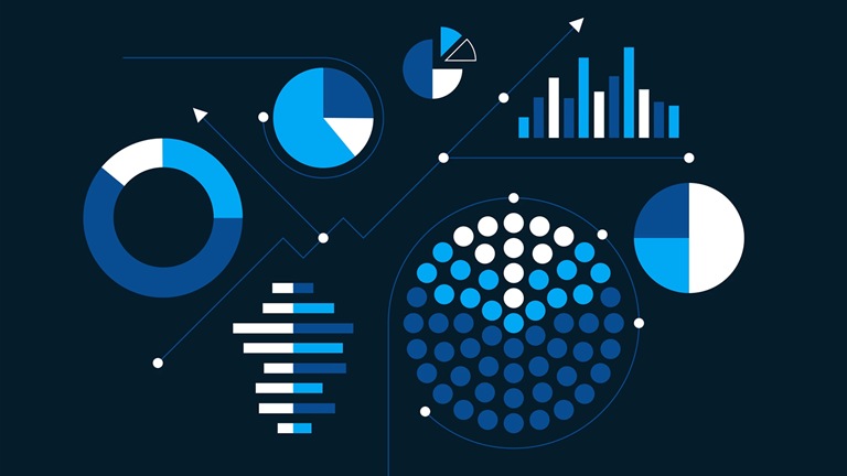 Digital illustration of various chart types