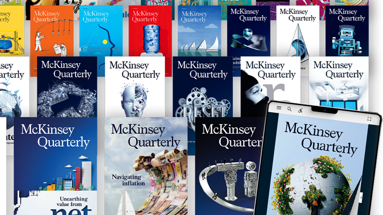 Digital collage of McKinsey Quarterly cover images