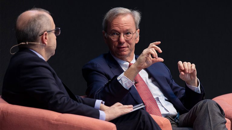 Left, Kevin Sneader, McKinsey global managing partner, and Eric Schmidt, former CEO of Google.