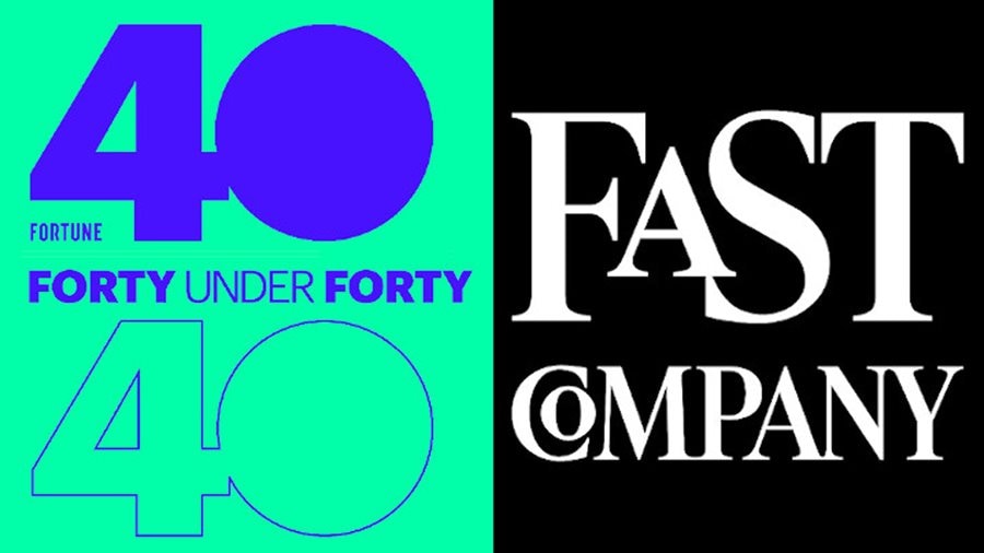 Logos of Fortune 40 under 40 and Fast Company