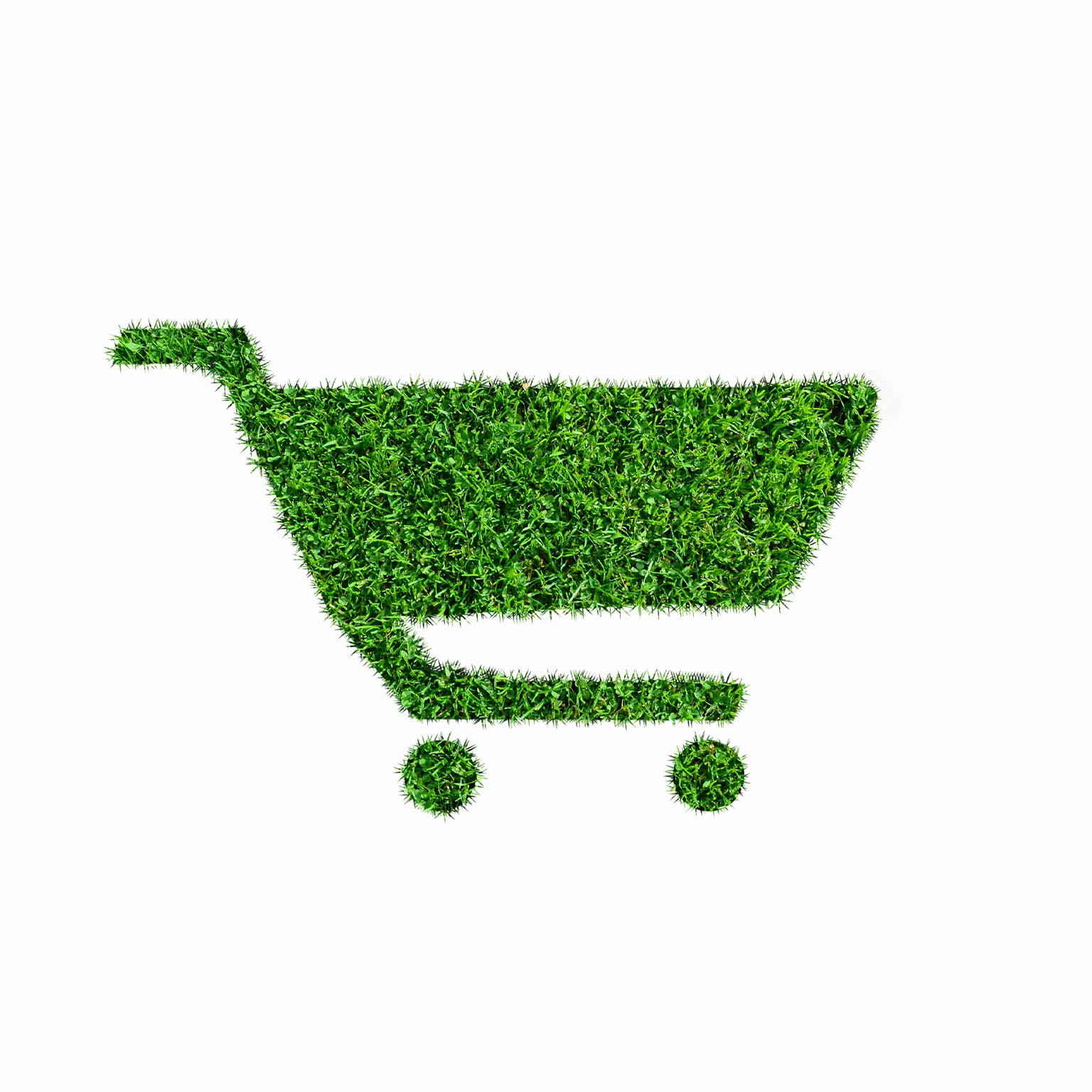 Shopping cart or trolley made of grass. - illustration