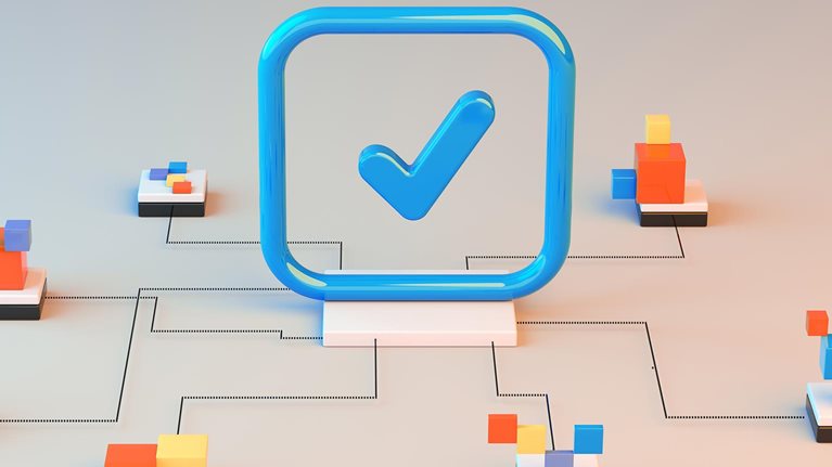 A clean, abstract illustration shows a central blue checkmark connected to smaller platforms, symbolizing how AI tools increasingly influence what consumers choose to buy.