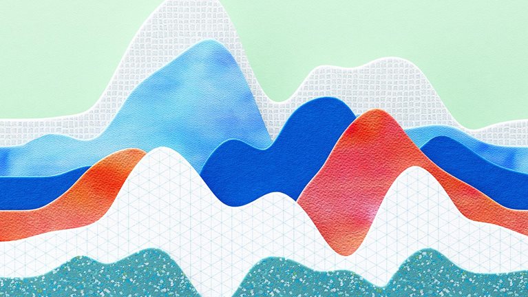 Digitally generated image of multicolored line charts