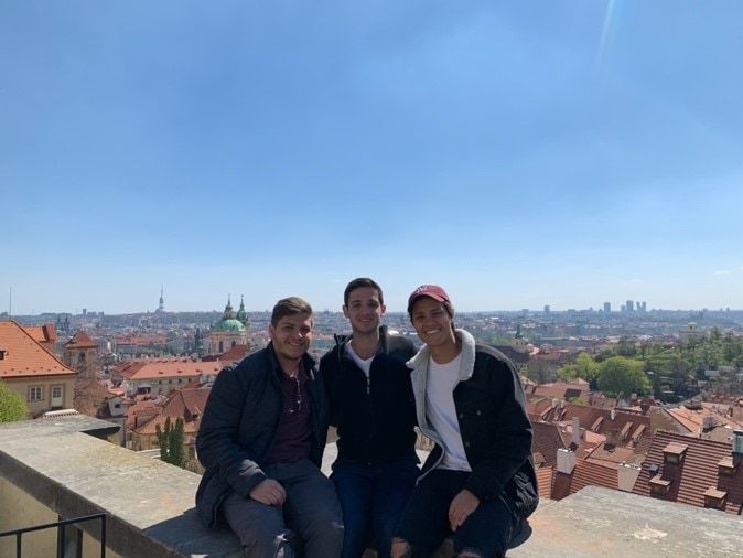 Esteban on rooftop with friends