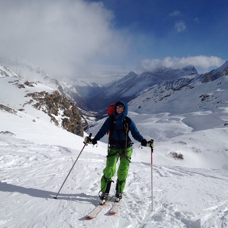 Karin on ski tour in mountains