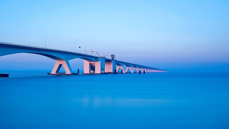 The Zeeland Bridge at an amazing blue hour