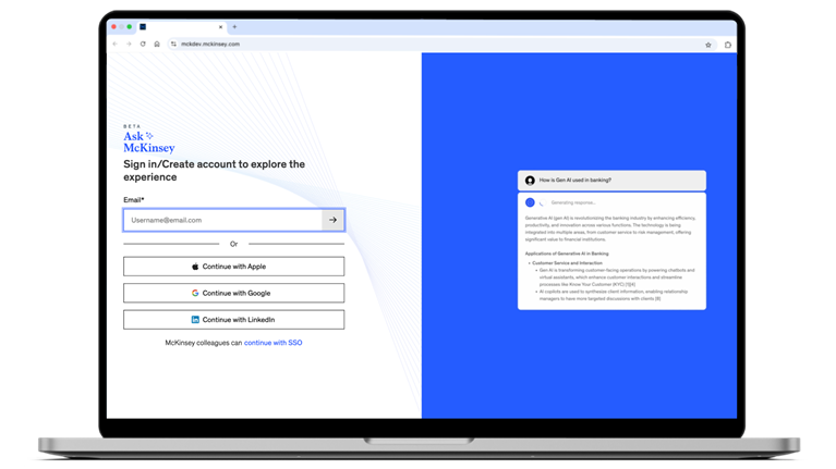 Registration screenshot of Ask McKinsey
