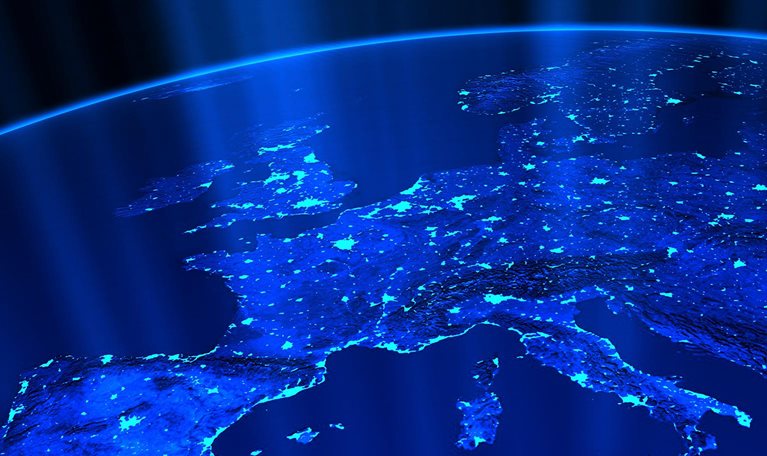 European city lights - stock illustration