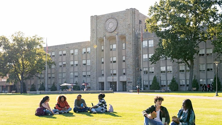 University students hanging out in campus
