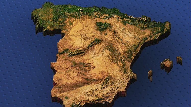 Topographic map of Spain