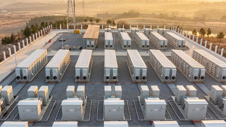 Energy storage power station in the morning