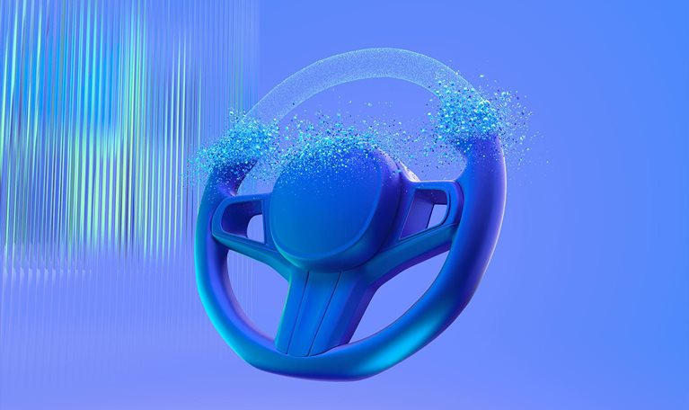 3d rendering of a vehicle steering wheel