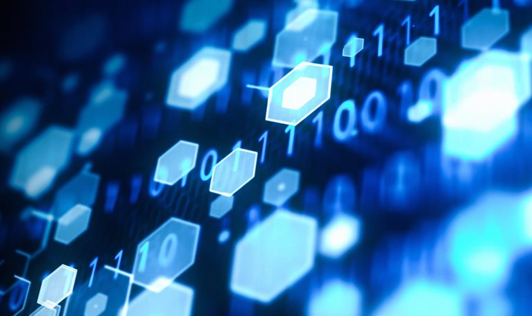 Abstract Futuristic Tech Background with Binary Code