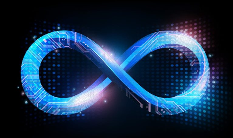 Abstract technology Infinity Symbol, Futuristic technology background, vector illustration