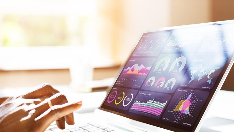 Advisor Using KPI Dashboard With Financial Analytics Graphs