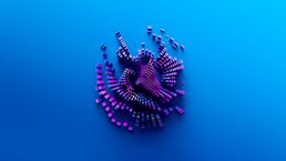 An abstract image of 3d geometric blocks forming a geographic type shape in a wavy dynamic pattern.