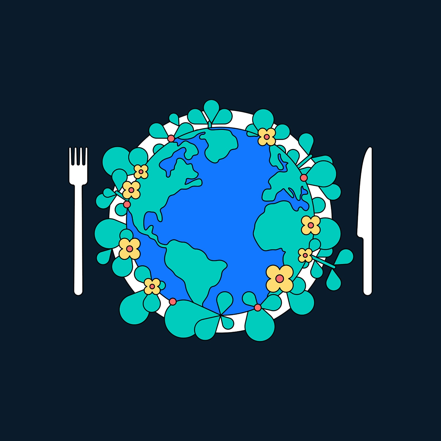 Illustration of a global food plate